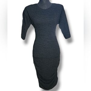 Black Fitted 3/4 Sleeve Dress